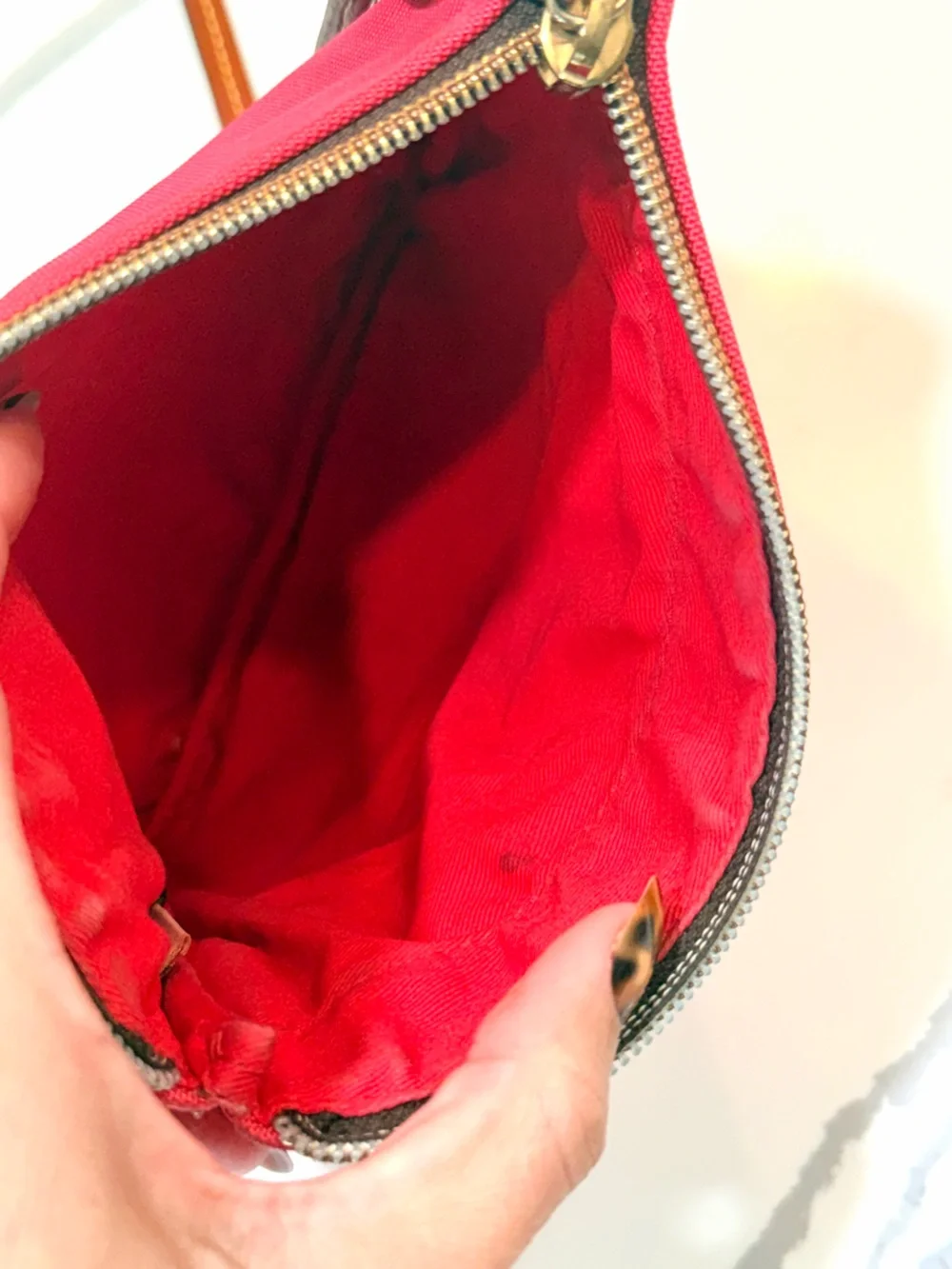 Dooney & Bourke Red Crossbody Double-Zip Pouch with Leather Trim